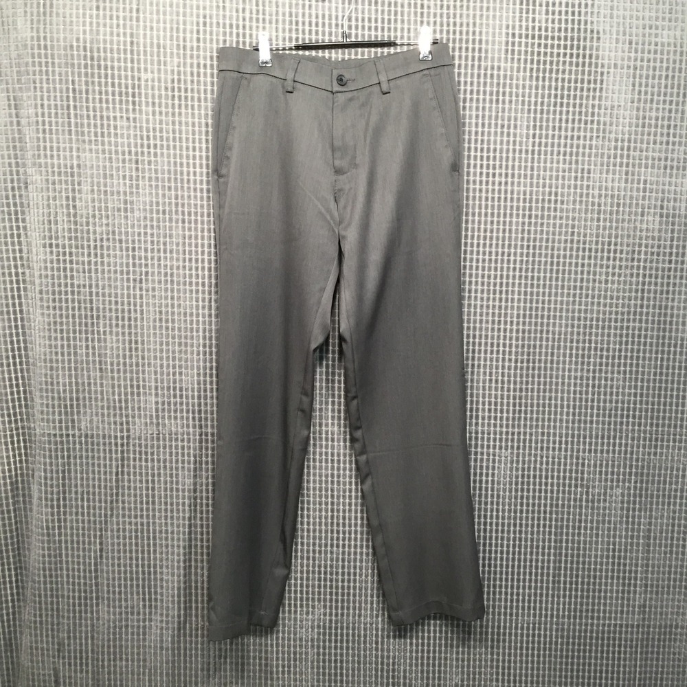 Haggar Slim Performance Slacks Mens 30x30 Charcoal Brown Flat Front Trousers